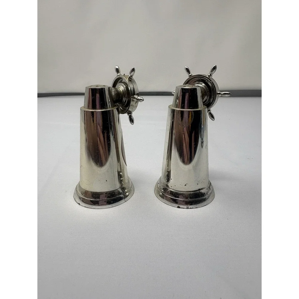 Vintage Souvenir Salt & Pepper Shakers Compass Ship‎ Wheel Lookout Mtn Colorado